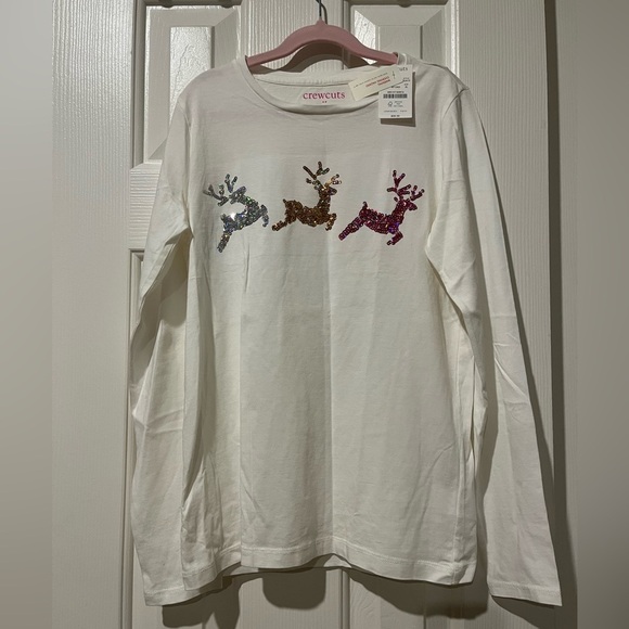 J. Crew Other - J Crew crewcuts size XL (12-14) sequin reindeer holiday long sleeve t-shirt, NWT